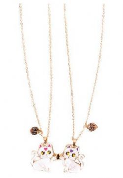 COLLIER À PARTAGER 2 PIÈCES - CHATON AMOUREUX POUR MEILLEURES AMIES